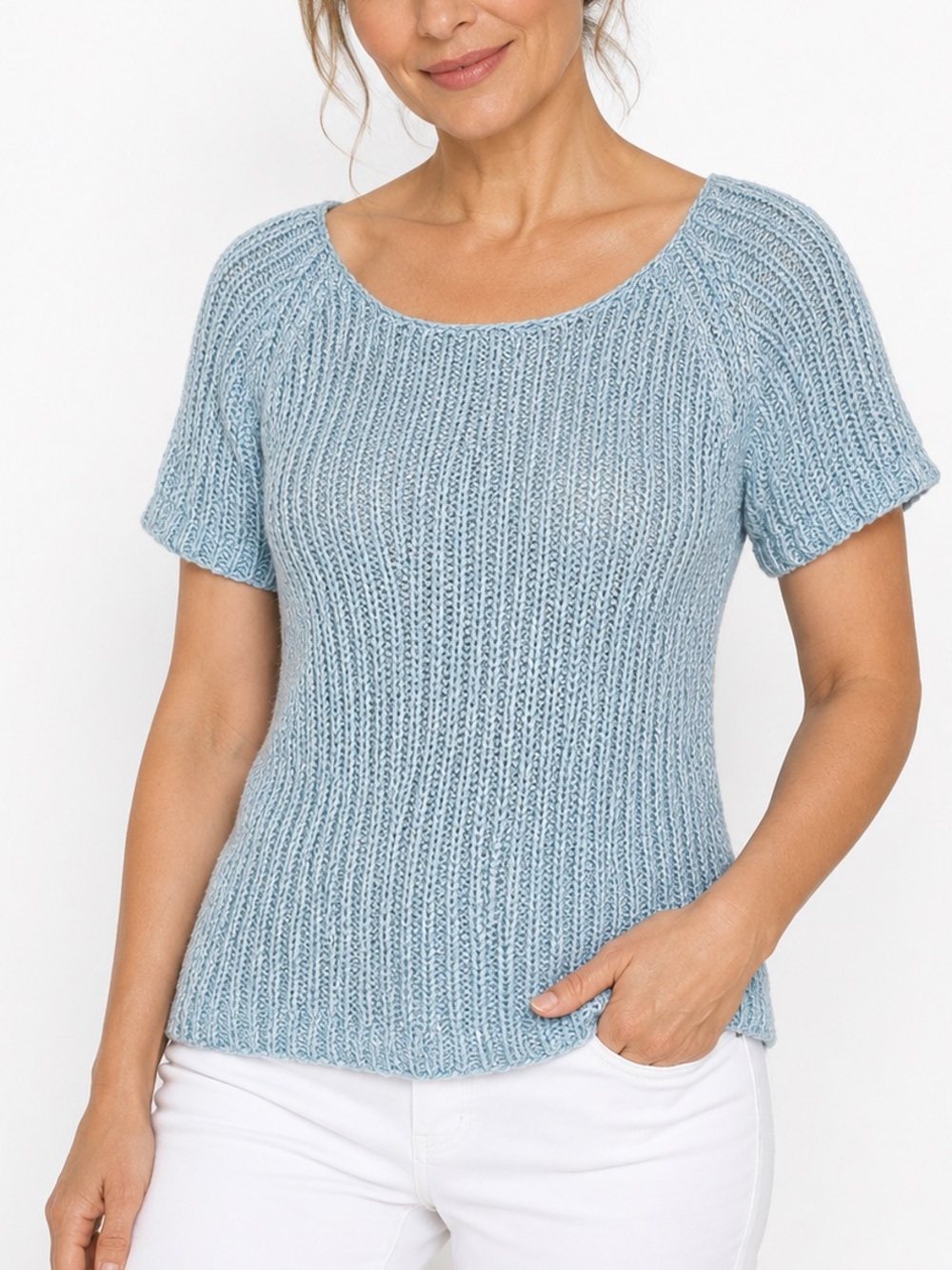 J Jill Silk Blend Chunky Knit Popover Top